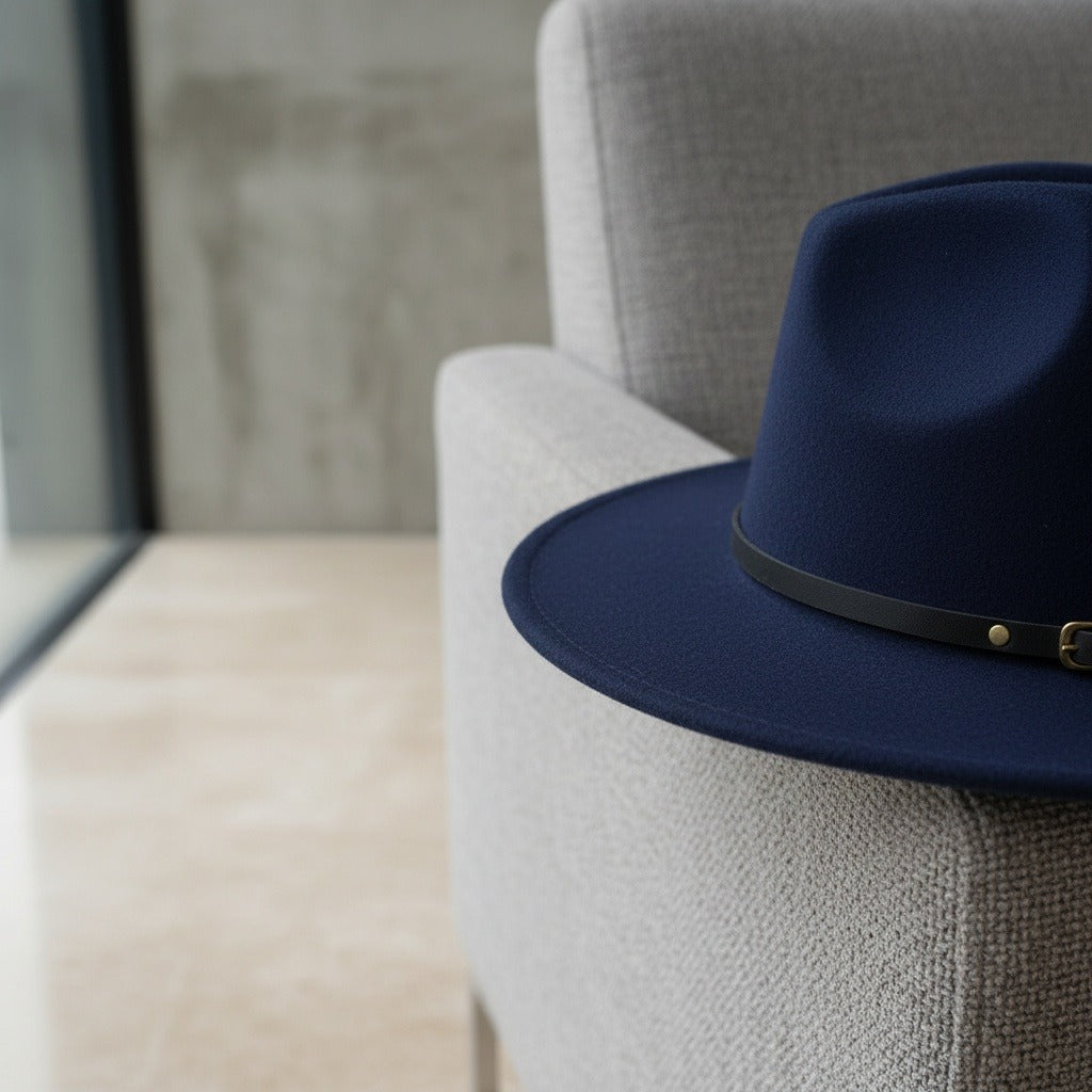 Mens Gatsby Hat - Navy Blue - Back View