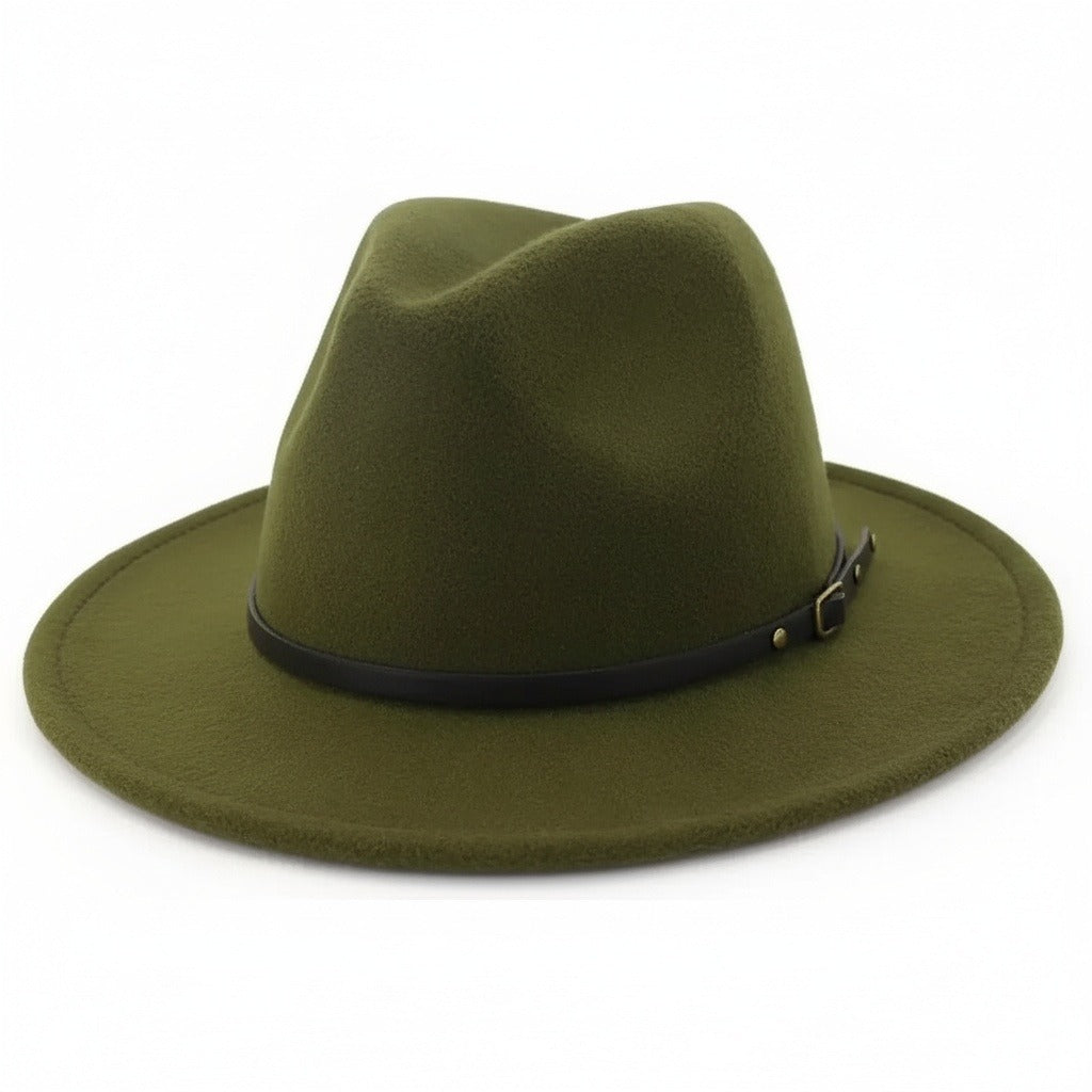 Mens Gatsby Hat - Olive Green - Front View
