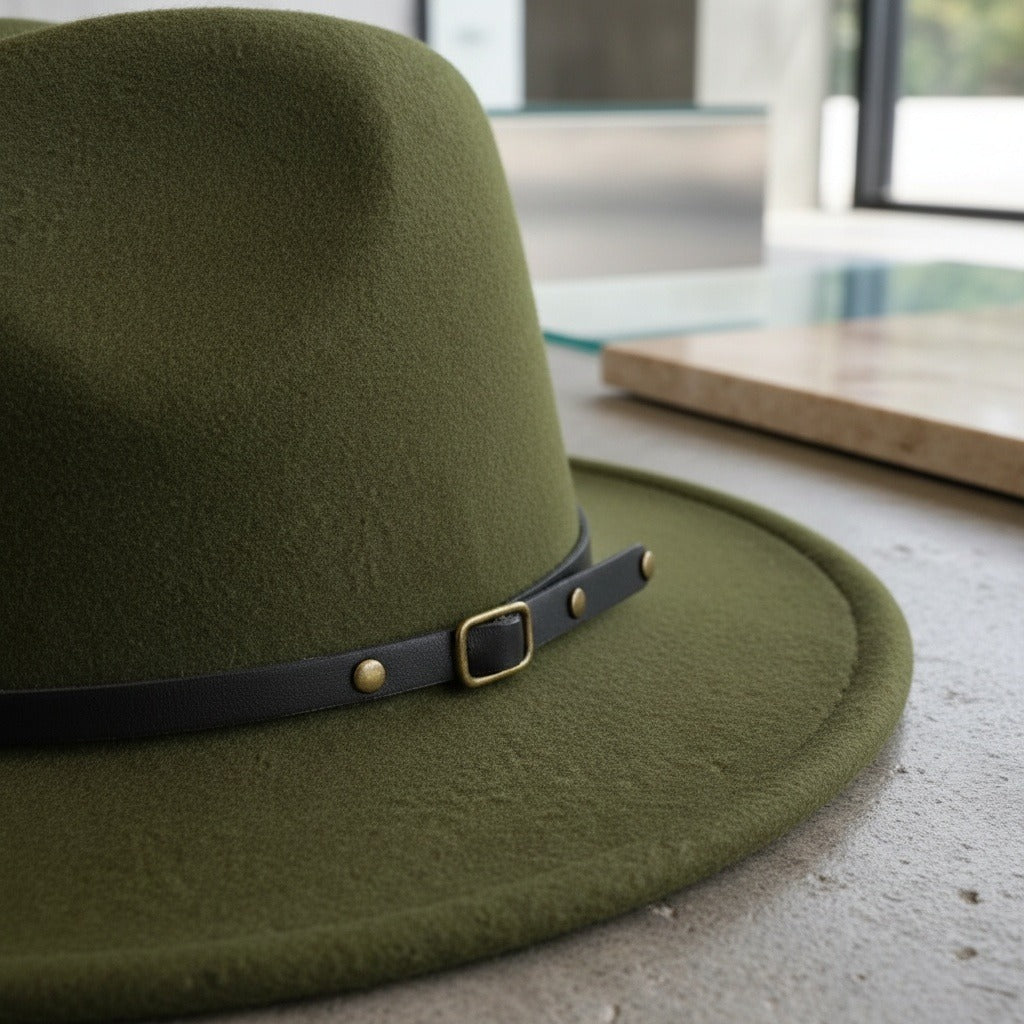 Mens Gatsby Hat - Olive Green - Back View
