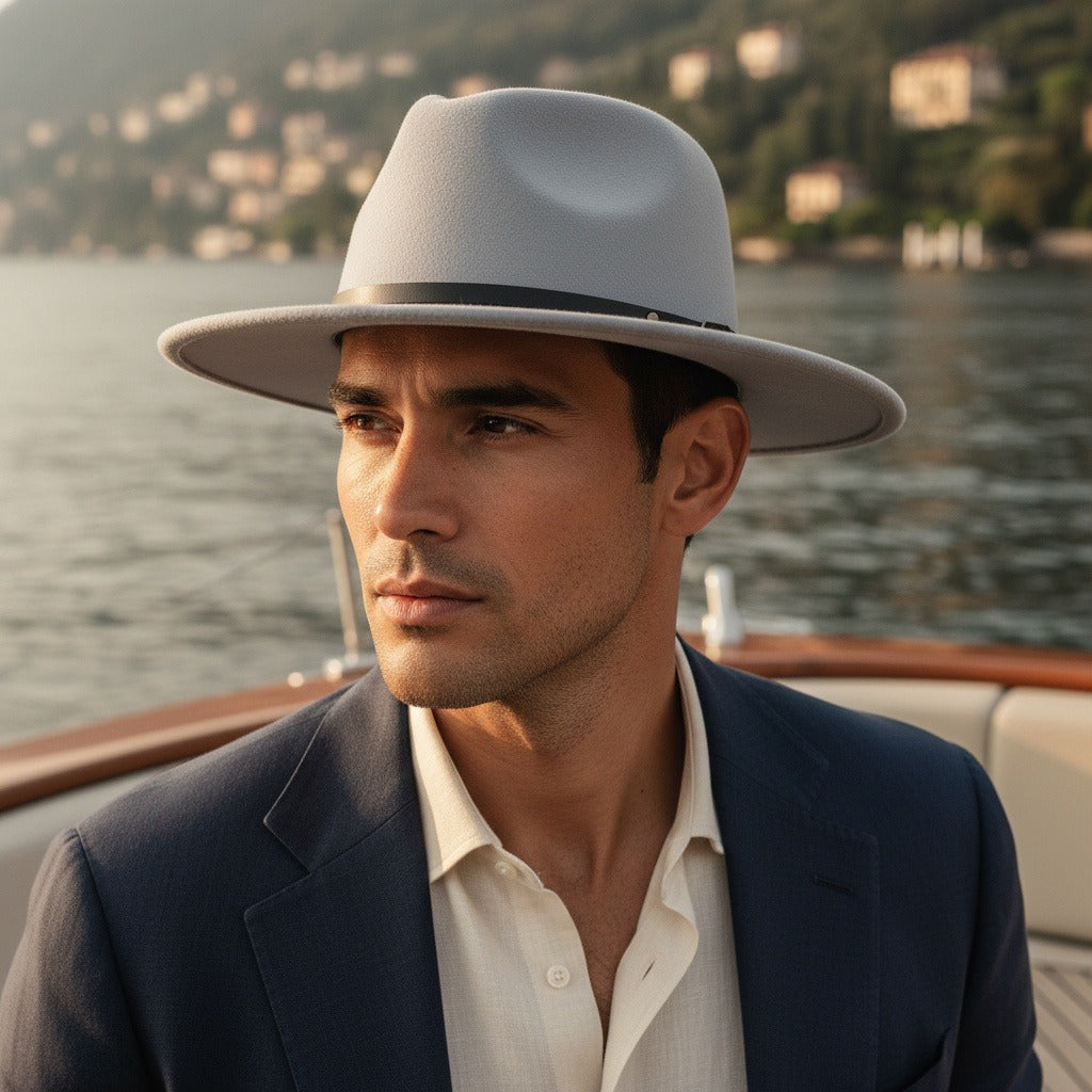 Mens Gatsby Hat - Silver Gray - Angled Shot