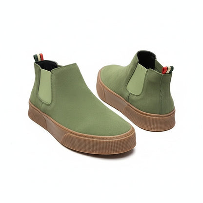 Mens Green Slip On Shoes - Green - Front View