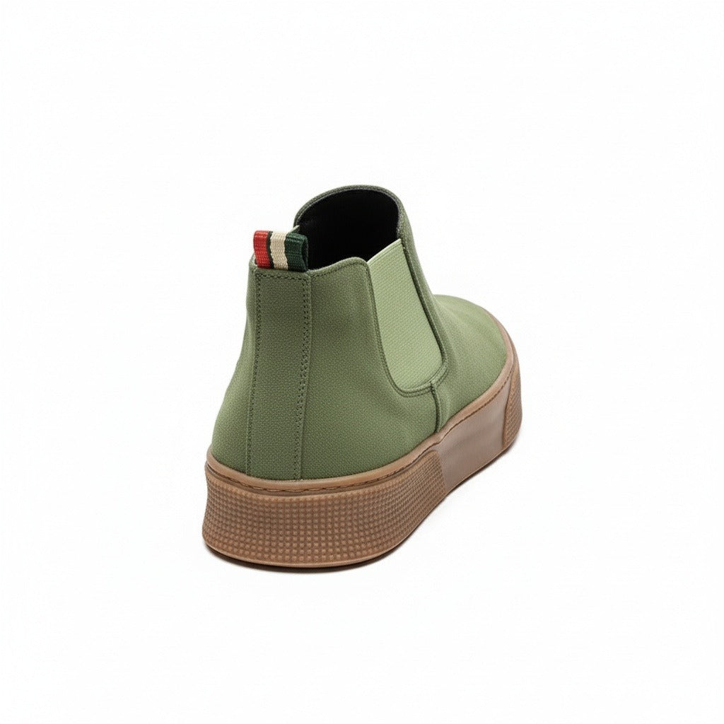 Mens Green Slip On Shoes - Green - Fabric Detail