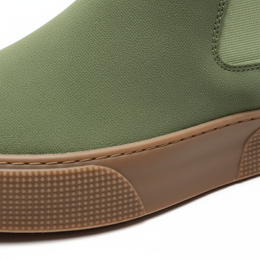 Mens Green Slip On Shoes - Green - Texture Close Up