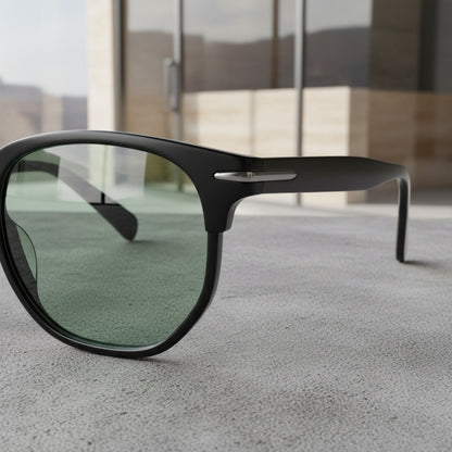 Men's Green Tinted Sunglasses - Green - Back View