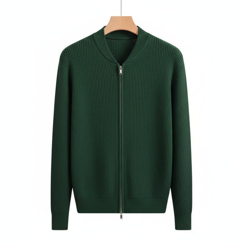 Mens Green Zip Up Cardigan