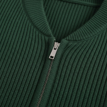 Mens Green Zip Up Cardigan
