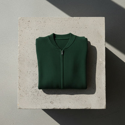 Mens Green Zip Up Cardigan