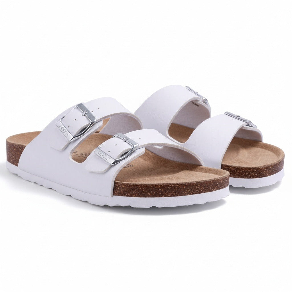 Men's Leather Sandals - White - Front View