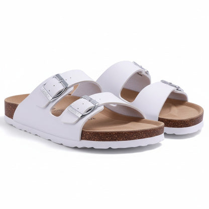 Men's Leather Sandals - White - Front View