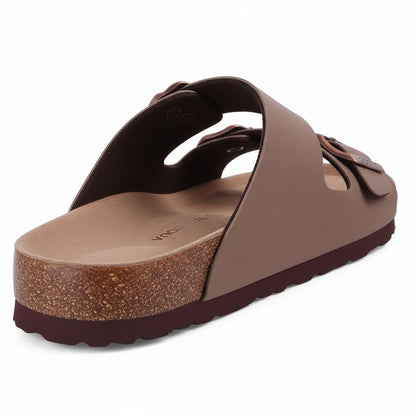Men's Leather Sandals - Taupe - Fabric Detail