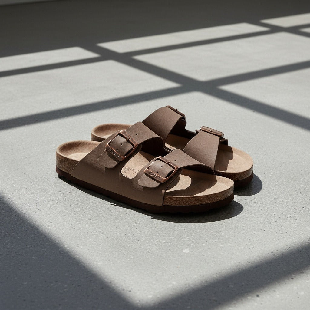 Men's Leather Sandals - Taupe - Lifestyle Inspiration