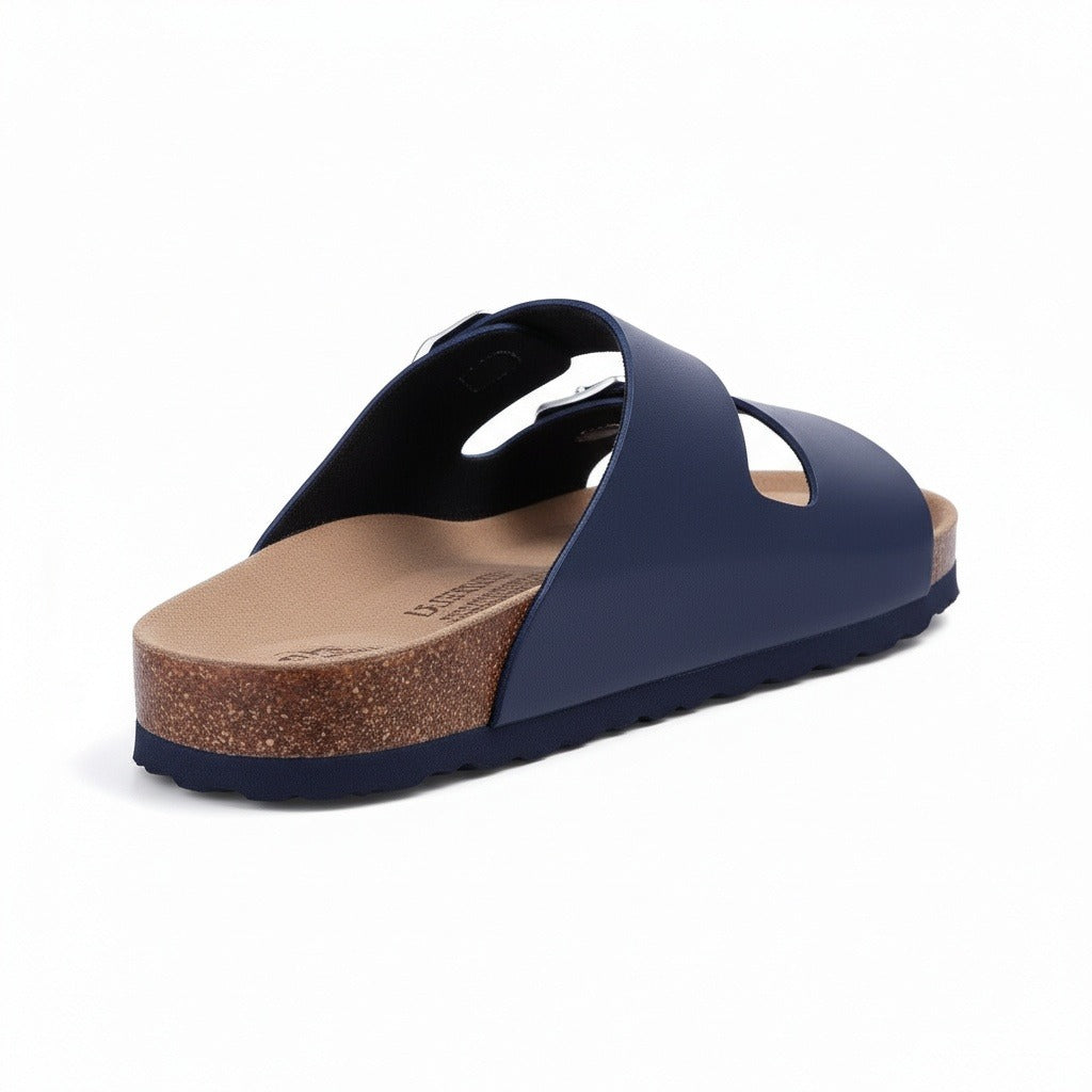 Men's Leather Sandals - Navy - Fabric Detail