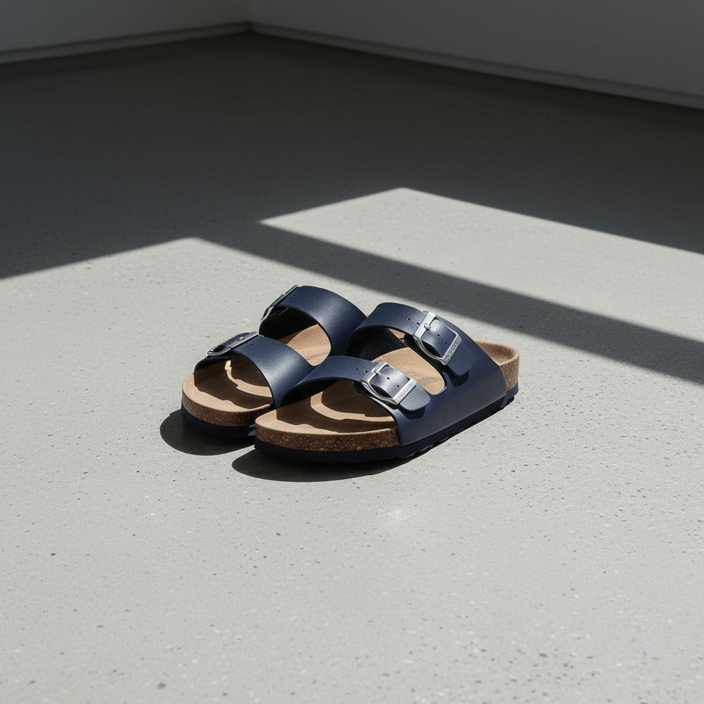 Men's Leather Sandals - Navy - Lifestyle Inspiration