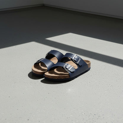 Men's Leather Sandals - Navy - Lifestyle Inspiration
