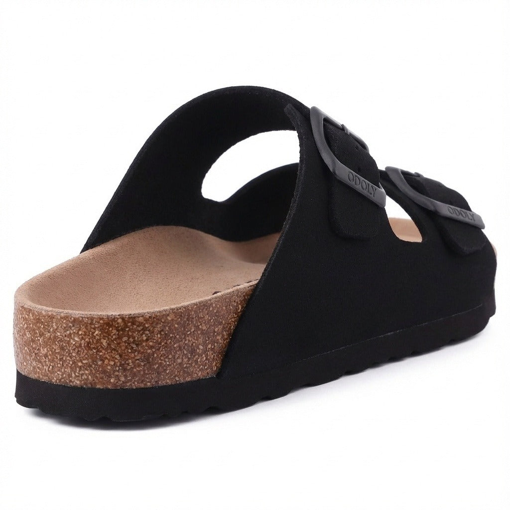 Men's Leather Sandals - Black - Fabric Detail