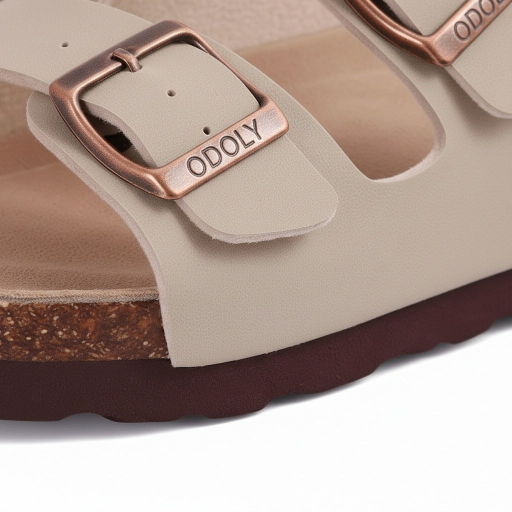 Men's Leather Sandals - Oatmeal - Texture Close Up