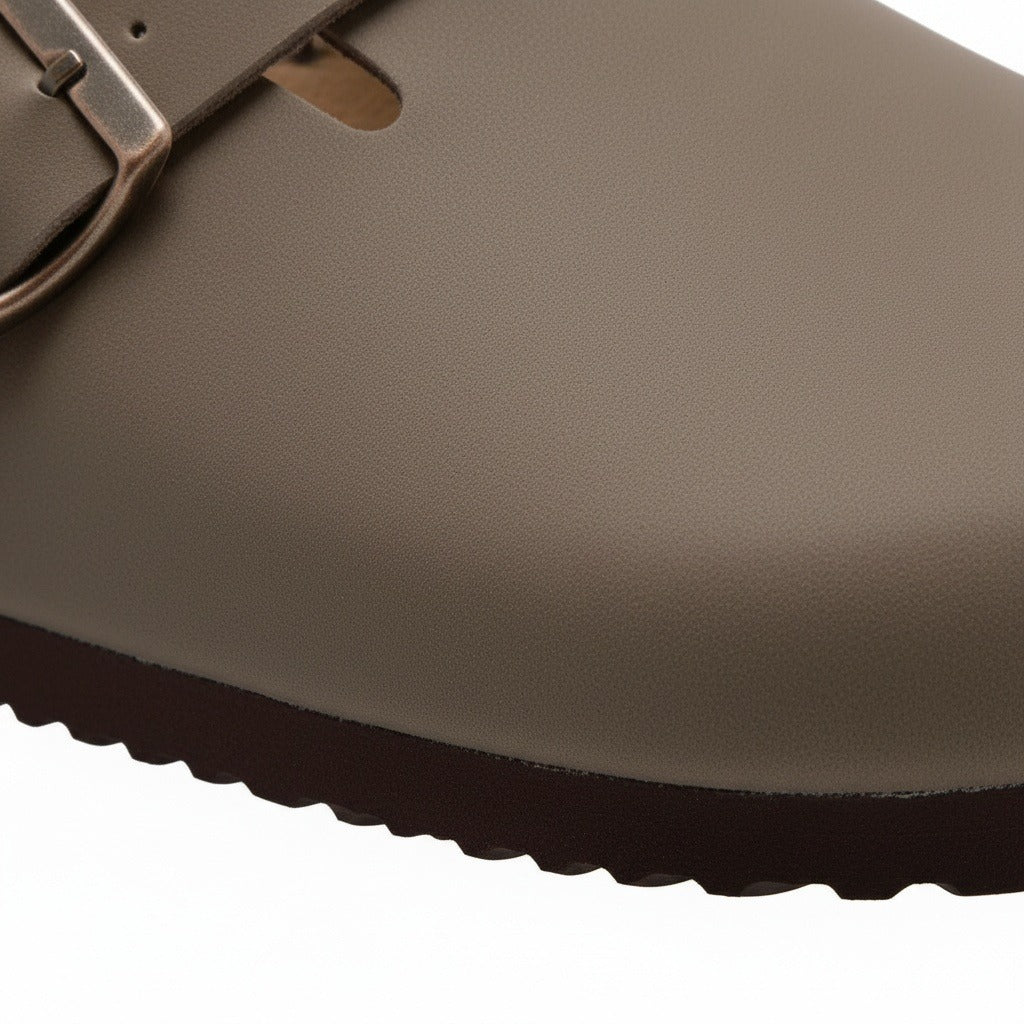 Men's Leather Sandals - Olive - Texture Close Up