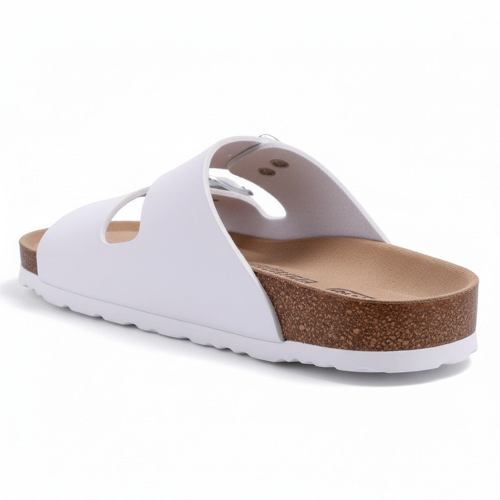 Men's Leather Sandals - White - Fabric Detail