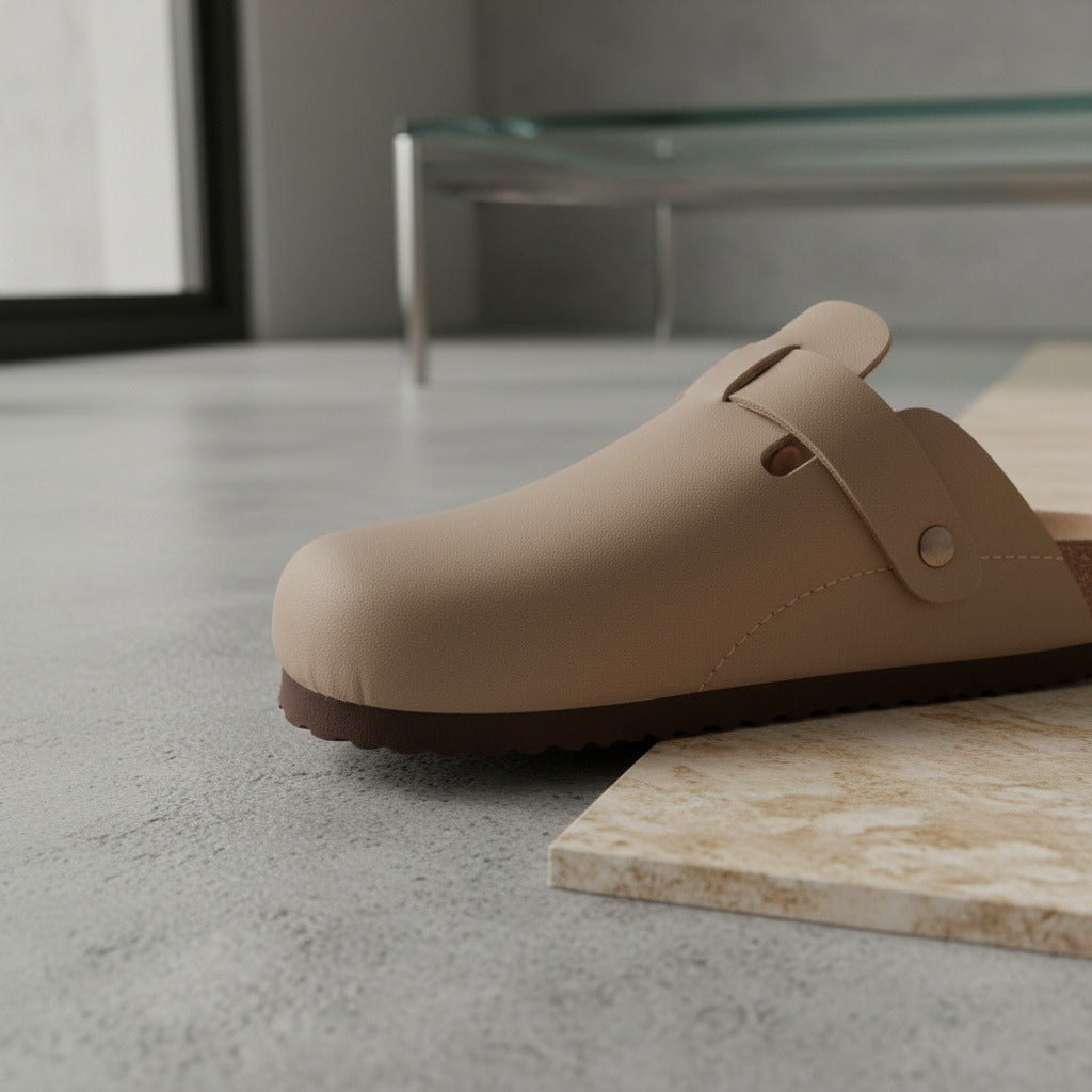 Men's Leather Sandals - Stone - Back View