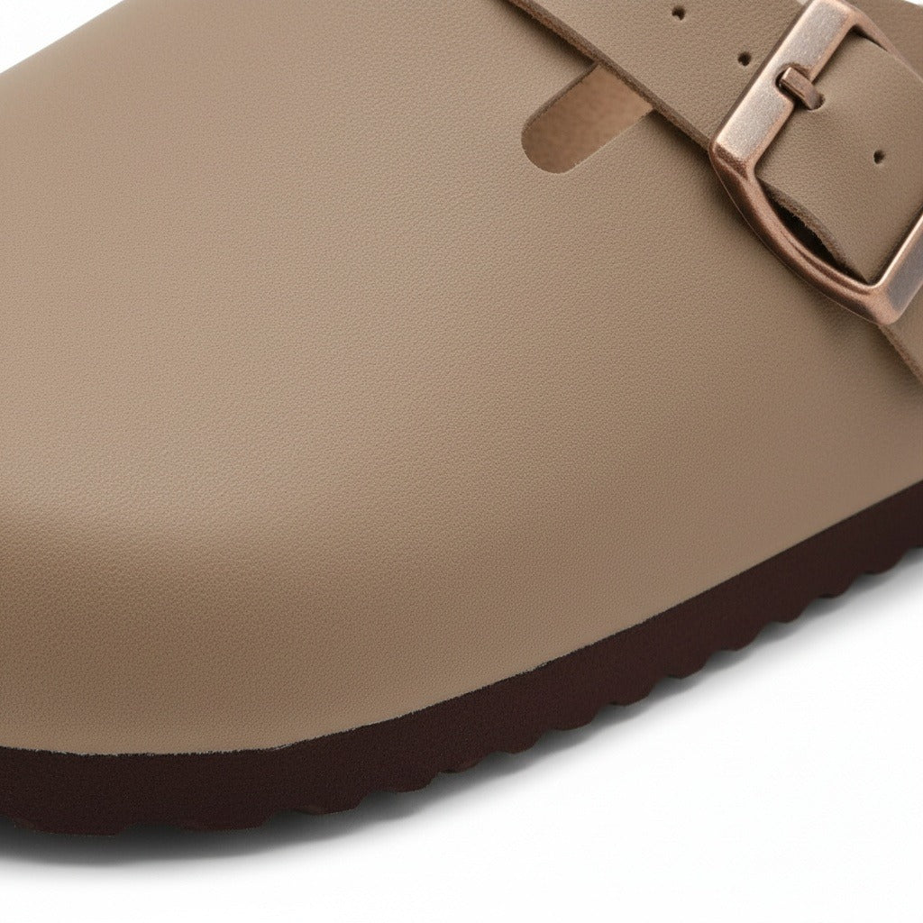 Men's Leather Sandals - Stone - Texture Close Up