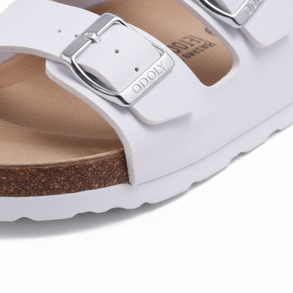Men's Leather Sandals - White - Texture Close Up