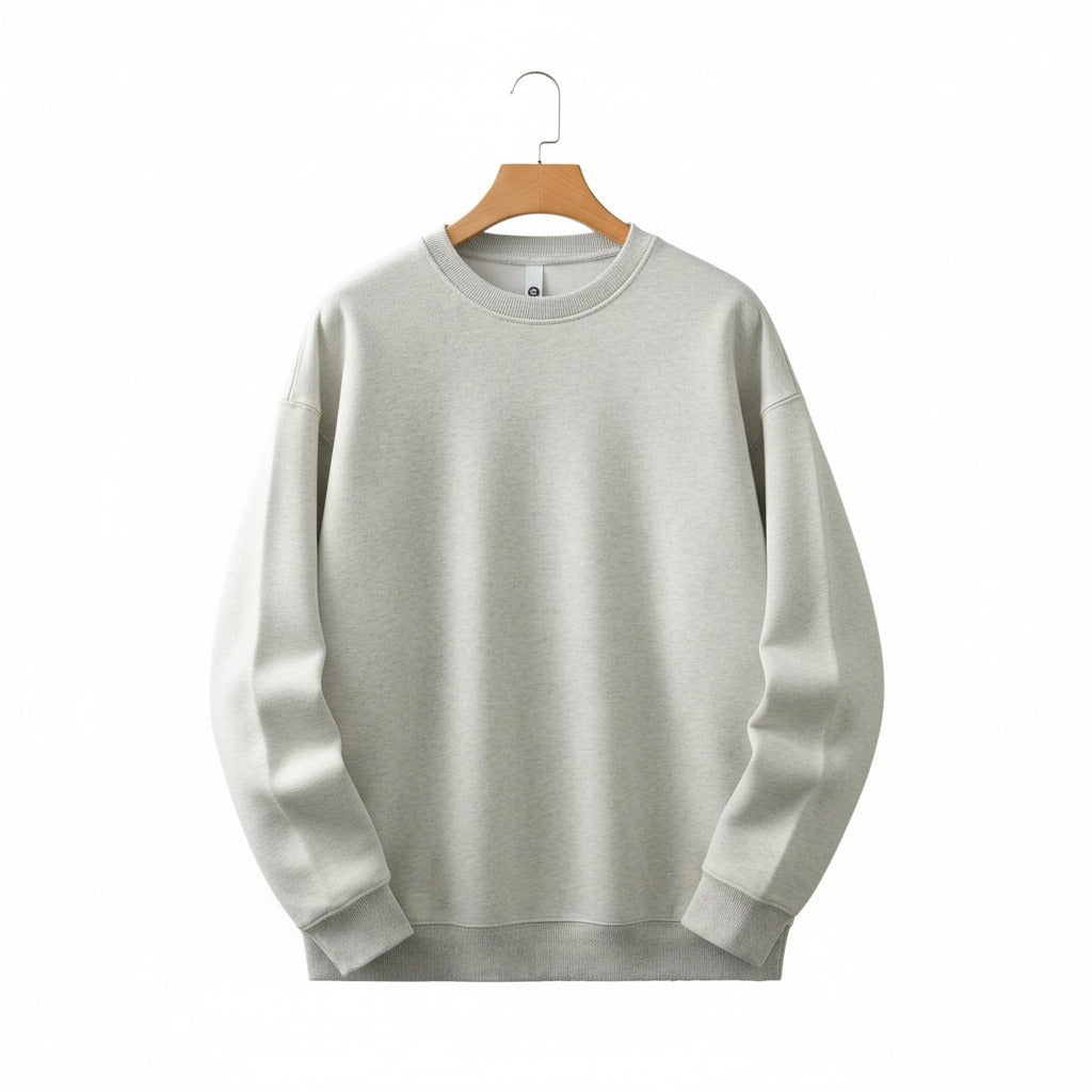 Mens Light Grey Crew Neck Sweater - Light Grey - Front View