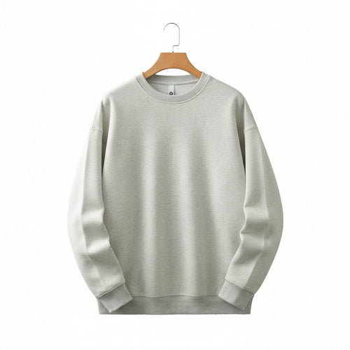 Mens Light Grey Crew Neck Sweater - Light Grey - Front View