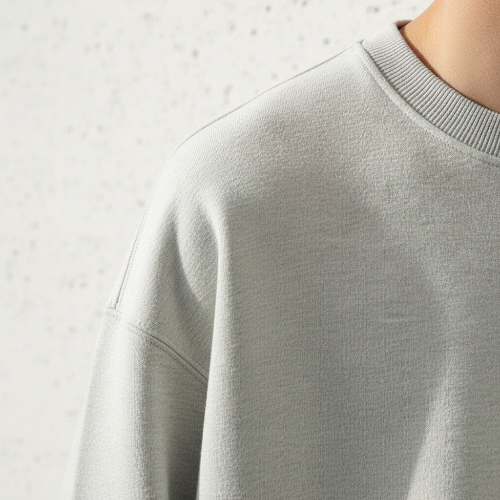 Mens Light Grey Crew Neck Sweater - Light Grey - Back View