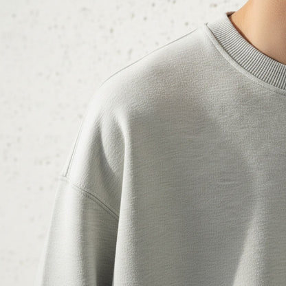 Mens Light Grey Crew Neck Sweater - Light Grey - Back View