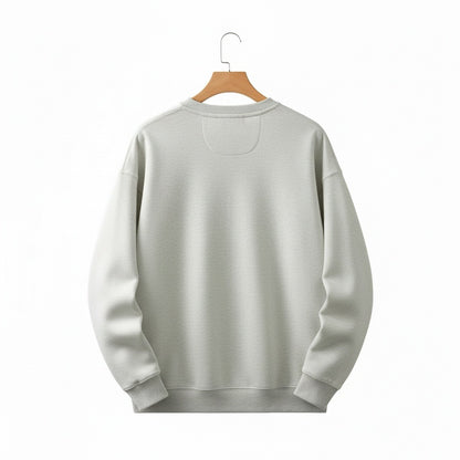 Mens Light Grey Crew Neck Sweater - Light Grey - Fabric Detail