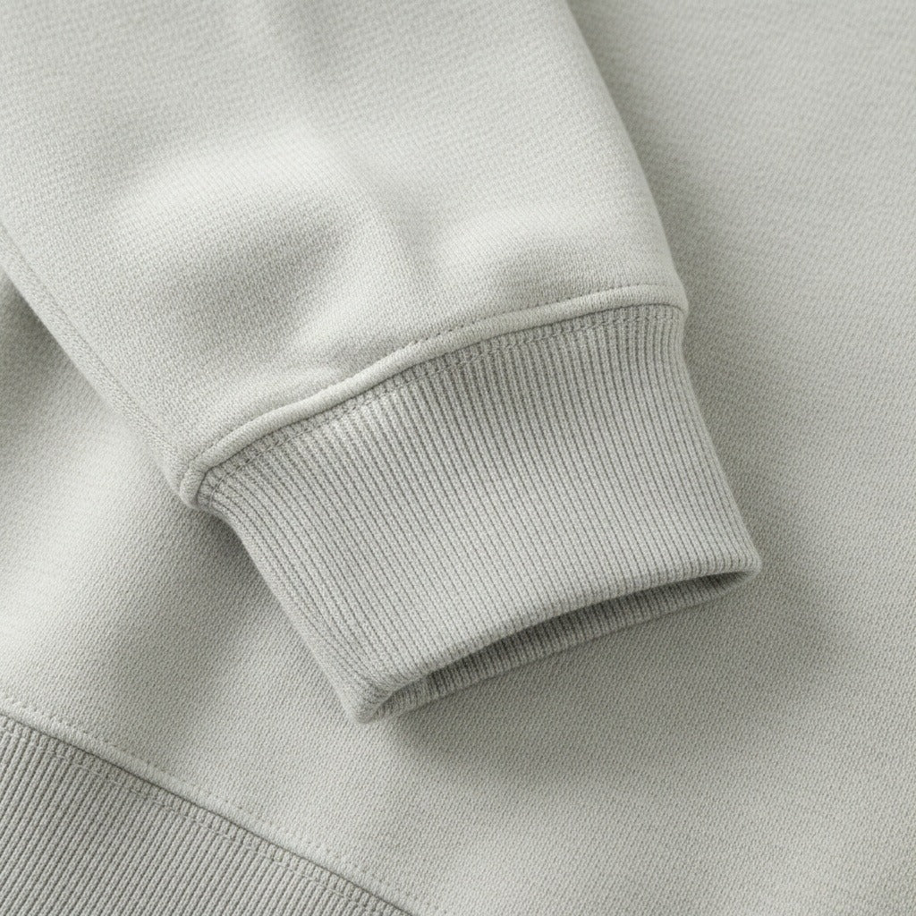 Mens Light Grey Crew Neck Sweater - Light Grey - Texture Close Up