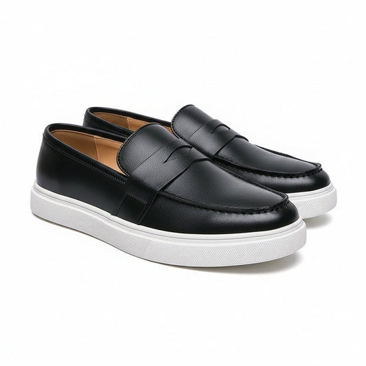 Men's Loafer Slip On Shoes - Black - Front View