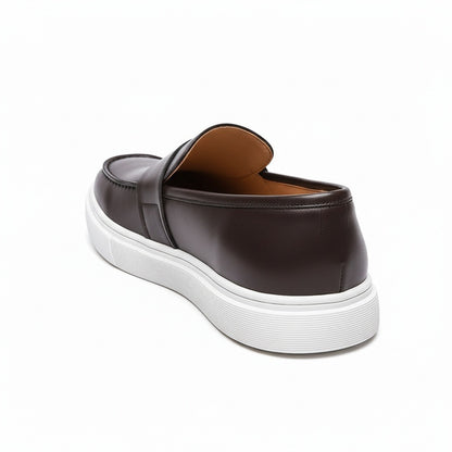 Men's Loafer Slip On Shoes - Dark Brown - Fabric Detail