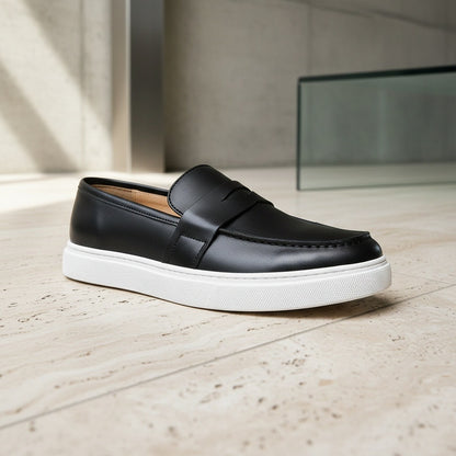 Men's Loafer Slip On Shoes - Black - Back View