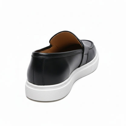 Men's Loafer Slip On Shoes - Black - Fabric Detail