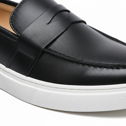 Men's Loafer Slip On Shoes - Black - Texture Close Up