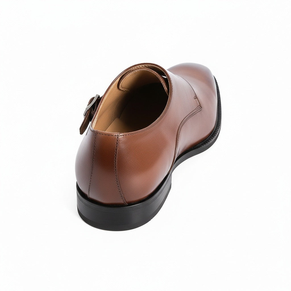 Mens Monk Shoes - Chestnut - Fabric Detail