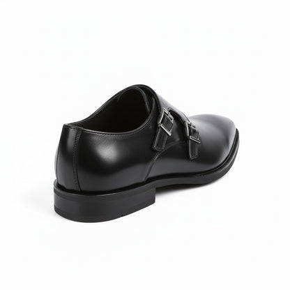 Mens Monk Shoes - Black - Fabric Detail