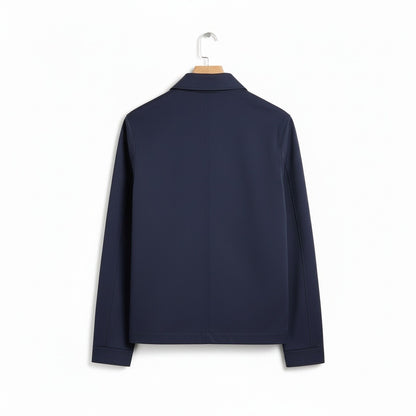 Mens Navy Harrington Jacket - Navy - Fabric Detail