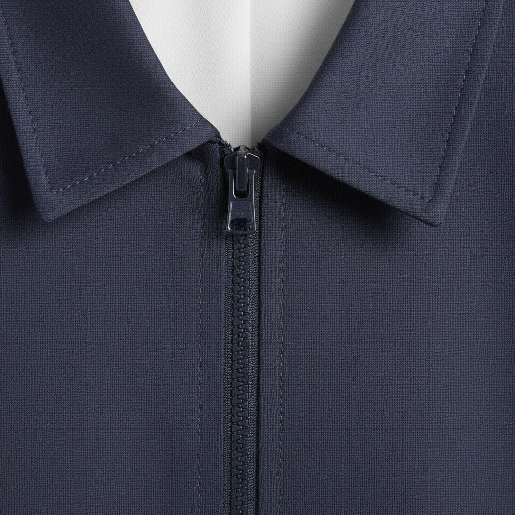 Mens Navy Harrington Jacket - Navy - Texture Close Up