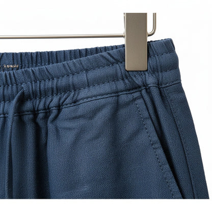 Mens Navy Linen Trousers - Navy - Texture Close Up