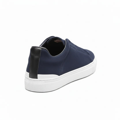 Mens Navy Suede Sneakers - Navy - Fabric Detail