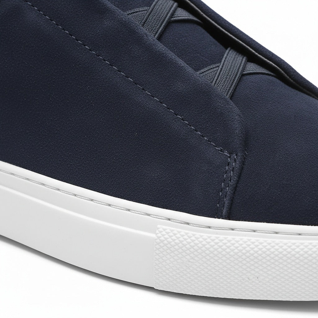 Mens Navy Suede Sneakers - Navy - Texture Close Up
