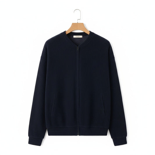 Mens Navy Zip Cardigan - Navy - Front View