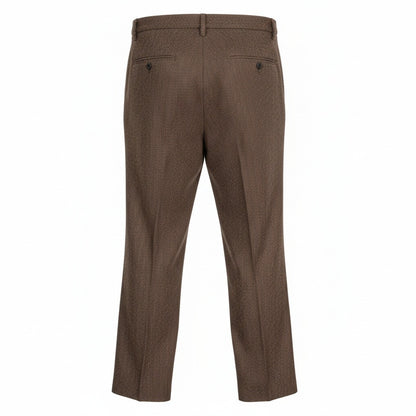 Mens Pleated Tweed Trousers - Hickory Brown - Fabric Detail