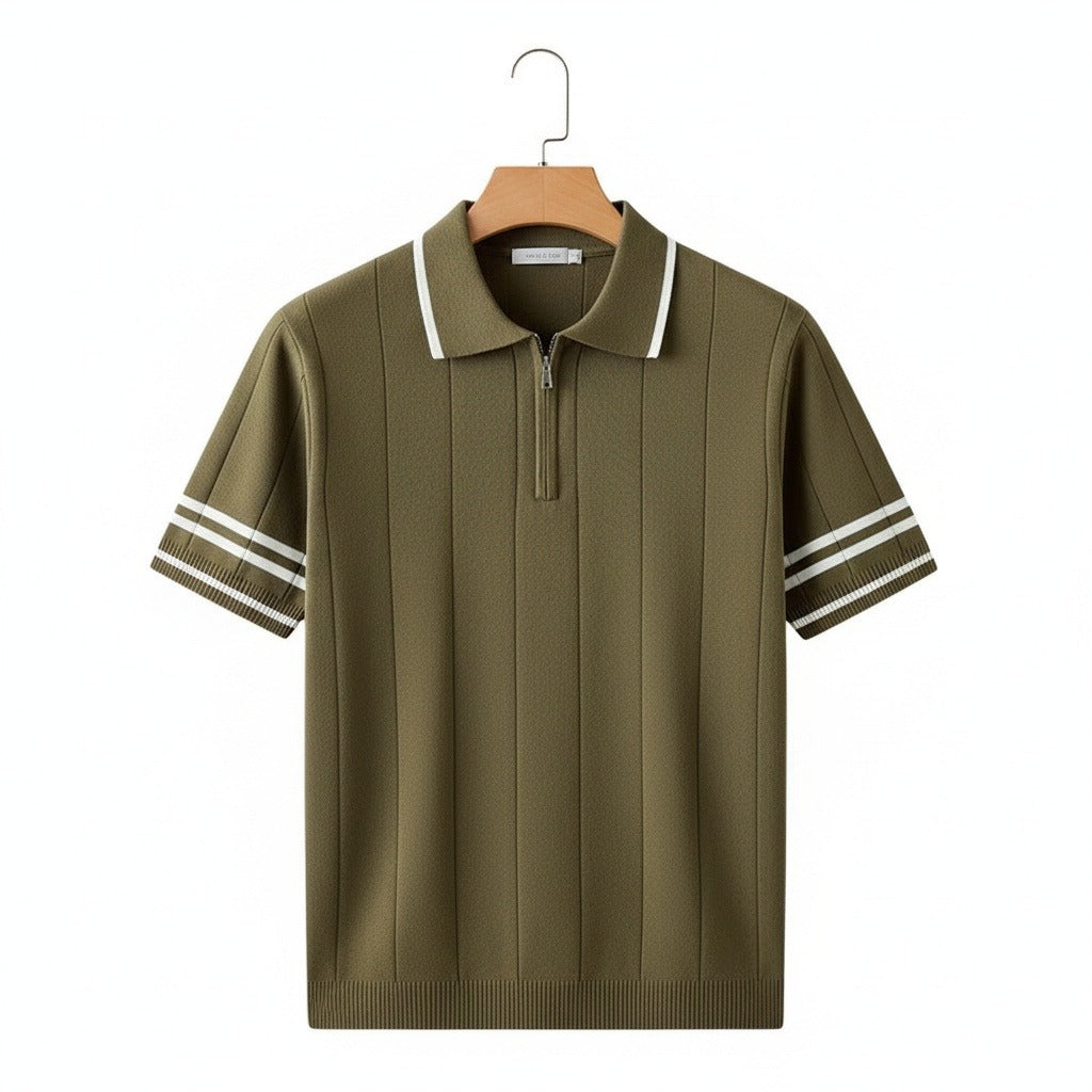 Men's Polo Short Sleeve - Olive Green - Front View