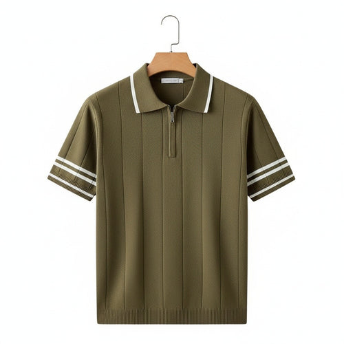 Men's Polo Short Sleeve - Olive Green - Front View
