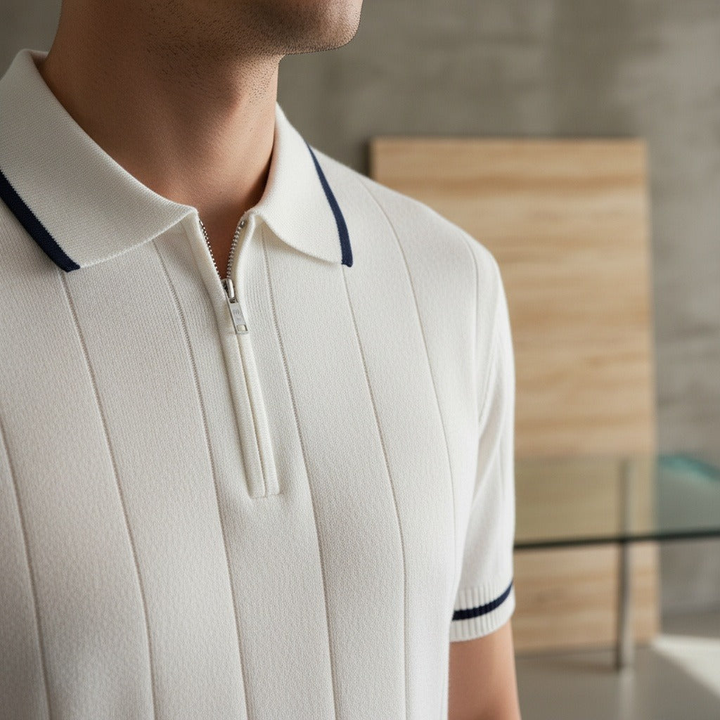 Men's Polo Short Sleeve - Crisp White - Back View