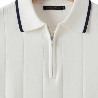 Men's Polo Short Sleeve - Crisp White - Texture Close Up