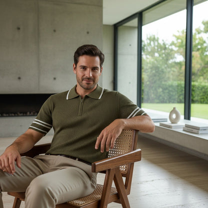 Men's Polo Short Sleeve - Olive Green - Side Profile